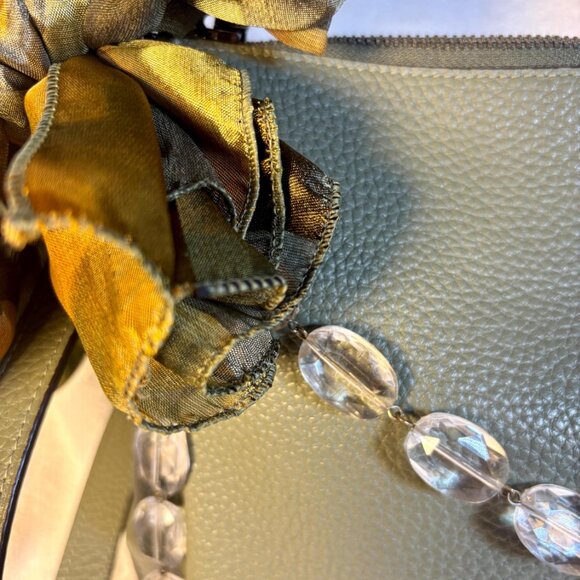Coach Shay Shoulder Bag in Army Green Soft Leather with Chain, Charm and Scarf - Picture 3 of 12